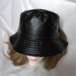 Black Leather Bucket Hat